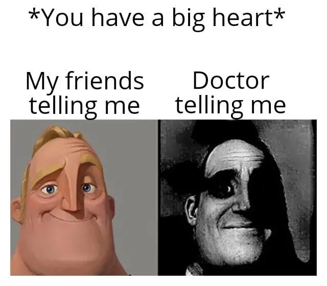 Friends doctor big heart meme contrast