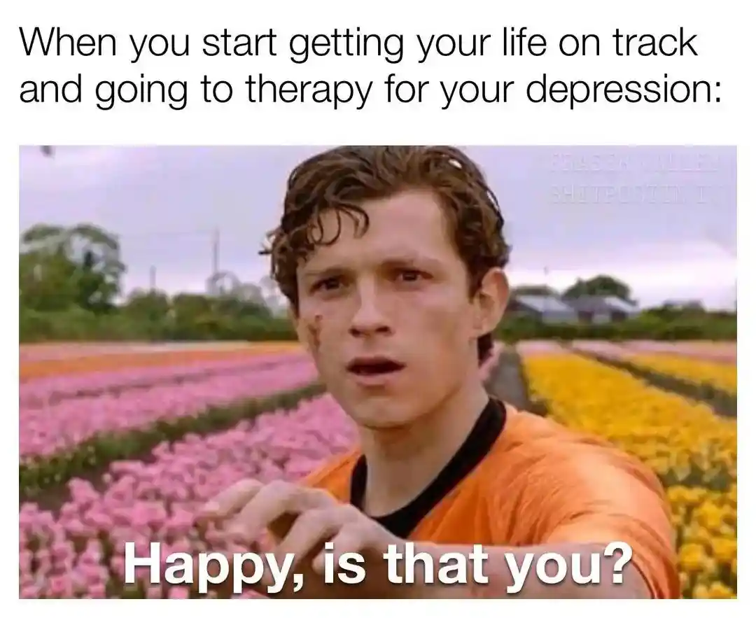 Depression therapy meme reach for happy