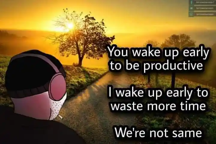 Depressed wojak meme wake up to waste time