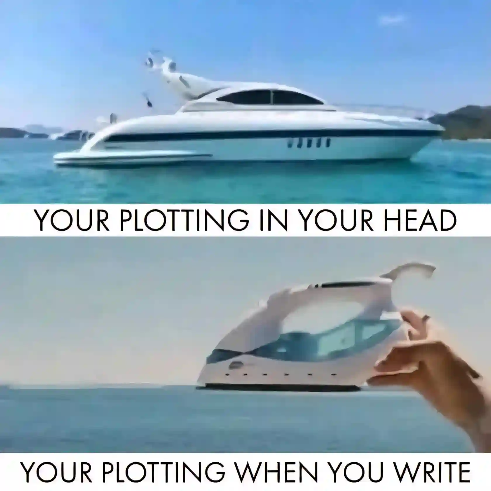 Plotting meme good in head bad on paper