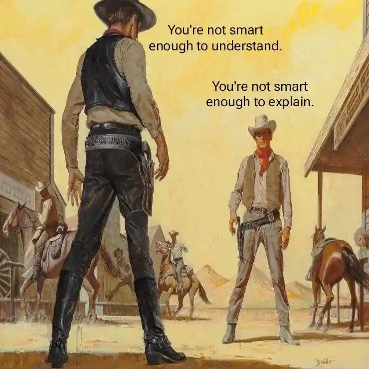 Cowboy duel meme too smart to explain