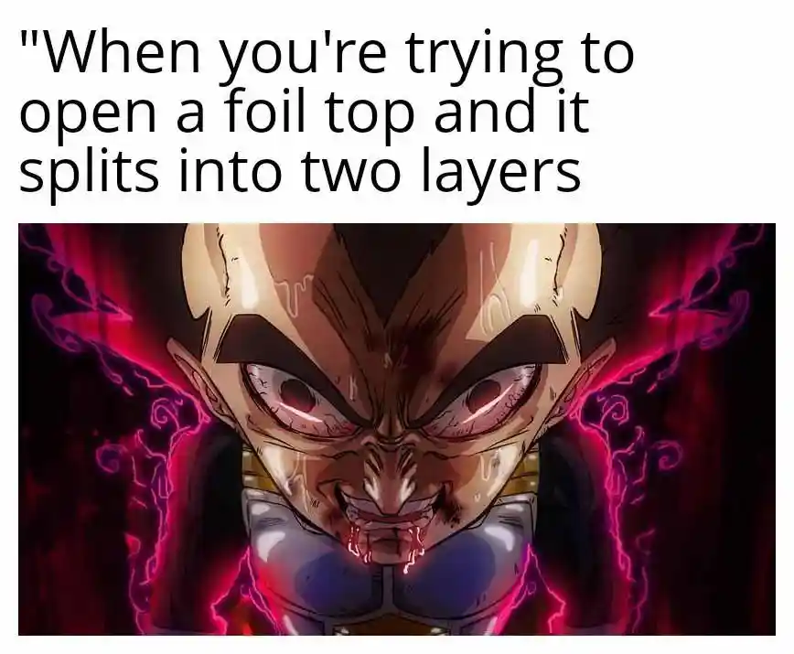 Vegeta foil top meme showing pure rage