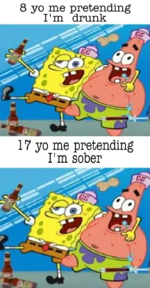 Spongebob Patrick drunk sober meme funny