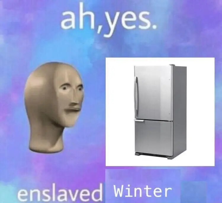 Meme man eyes fridge meme winter enslaved