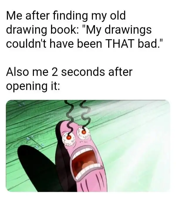 Old drawing book meme shocked screaming face