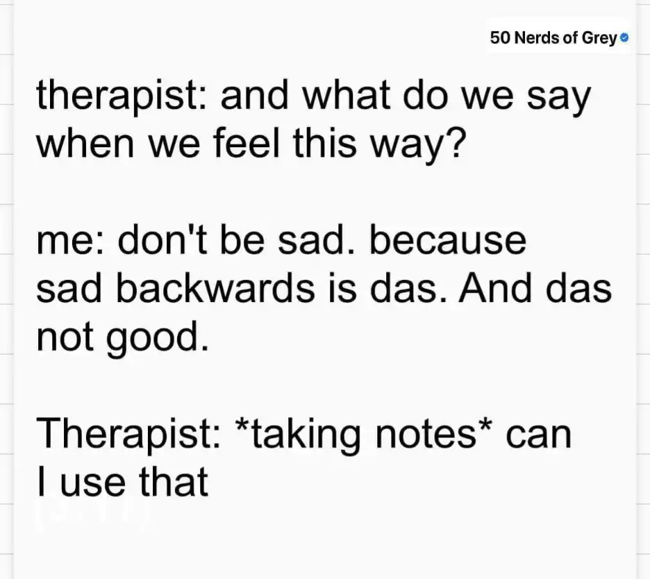 Therapist pun meme asking to use patient's joke