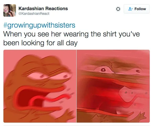 Angry pepe meme mad at sister in your shirt
