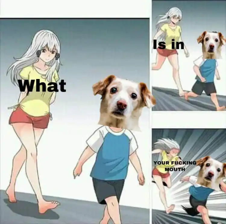 Ara ara chase meme dog boy running from girl