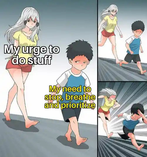 Ara ara chase meme running from urge to do stuff