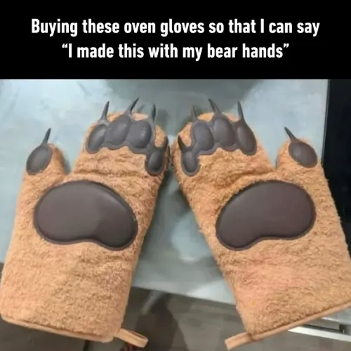 Bear paw oven gloves meme bear hands pun