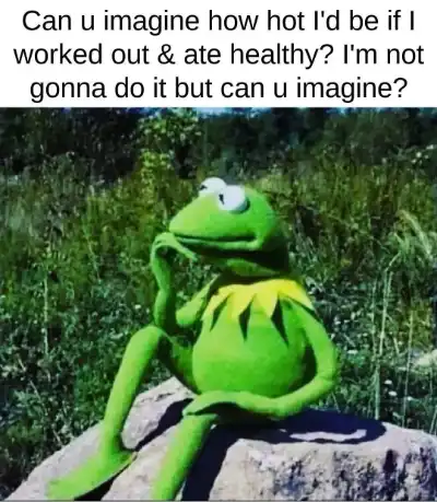 Kermit workout healthy meme daydreaming idly