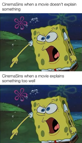CinemaSins SpongeBob meme hating movie plots