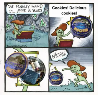 Royal Dansk cookie meme mad finding sewing kits