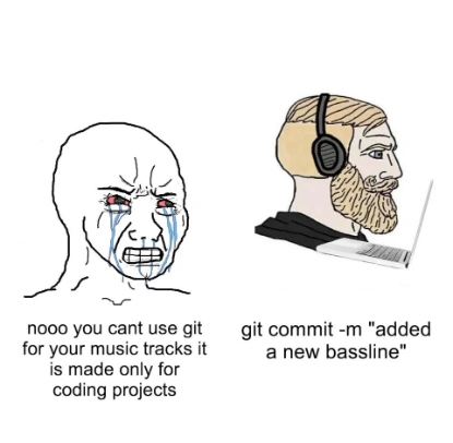 Crying wojak meme mad at git for music tracks