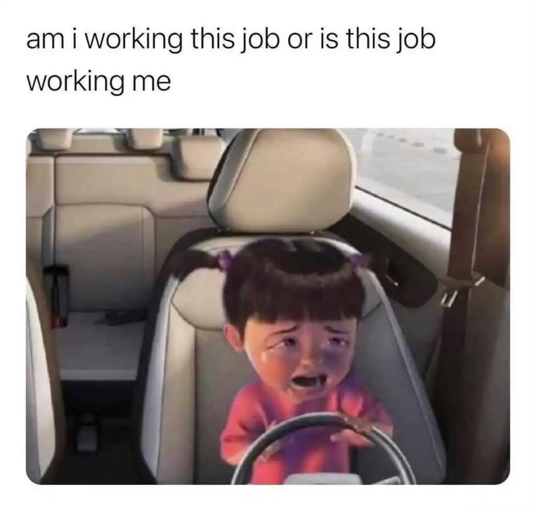 Crying boo meme crying in car overworked