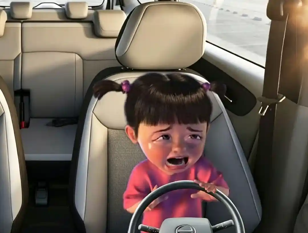 Crying boo driving meme template