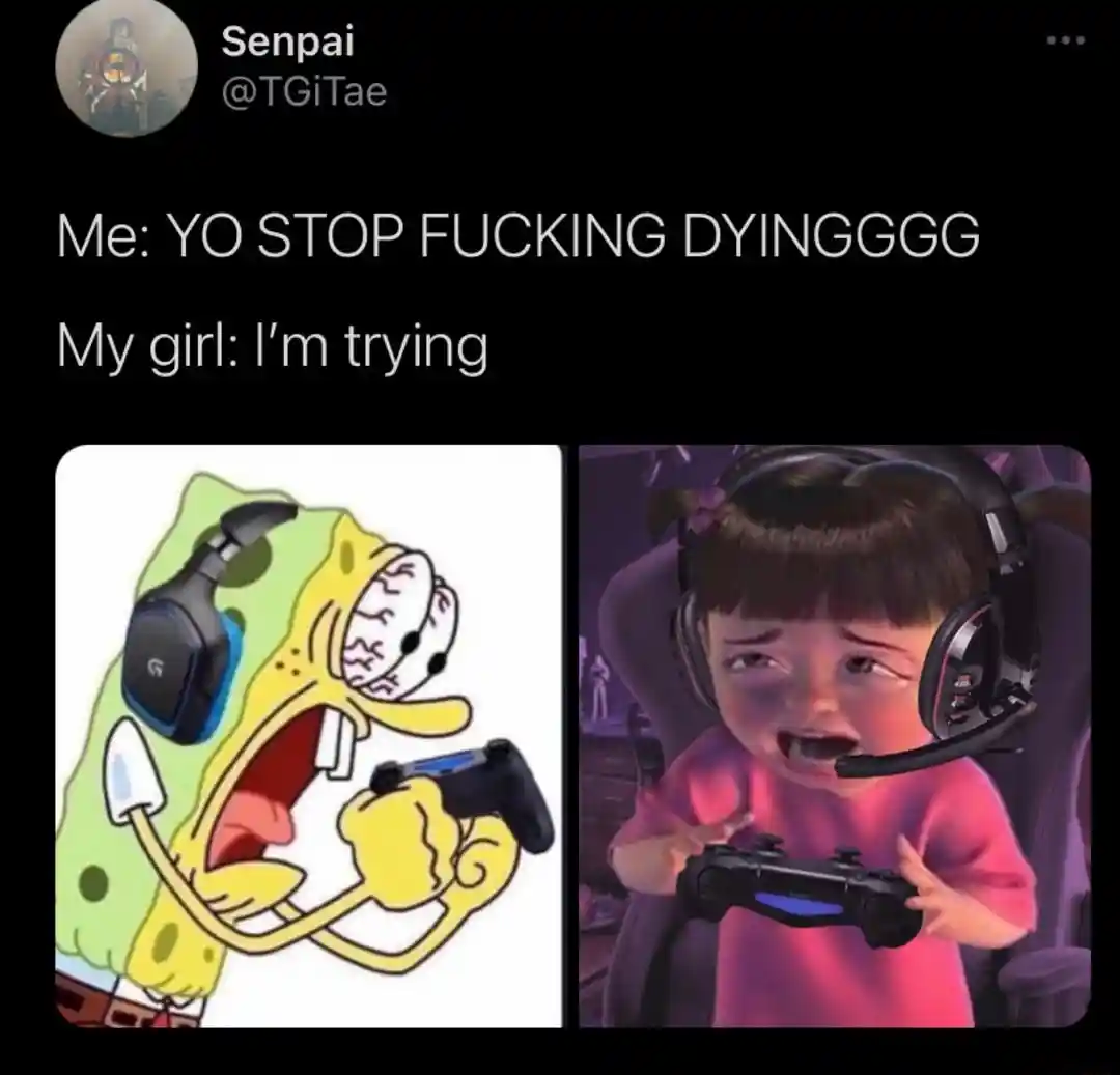 Crying boo meme Girlfriend dies in game