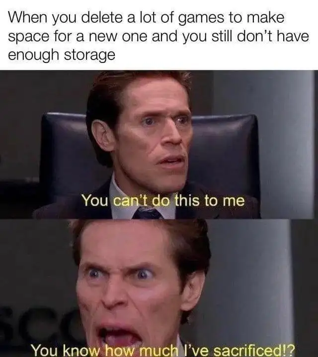 Delete games no enough space meme angry face