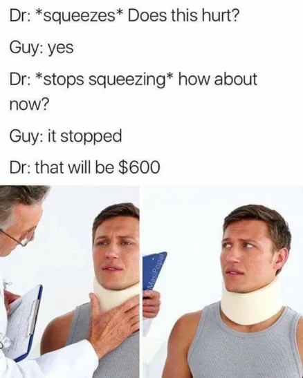 Doctor charges 600 meme after squeezing neck