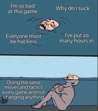 Drowning in shallow water meme bad gamer blames hacks