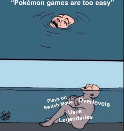 Drowning in shallow water meme says Pokemon games too easy