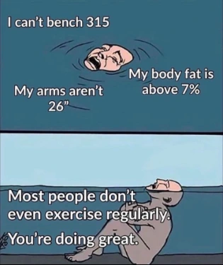 Drowning in shallow water meme over gym flaws