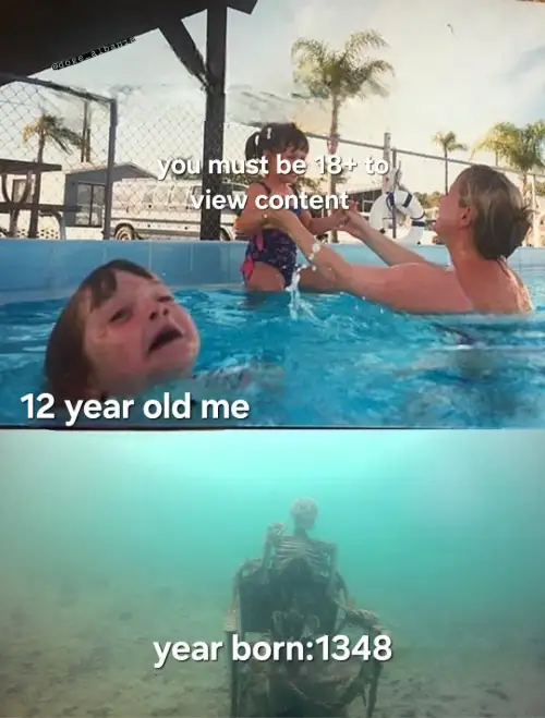 Drowning kid meme Waiting for 18 plus content