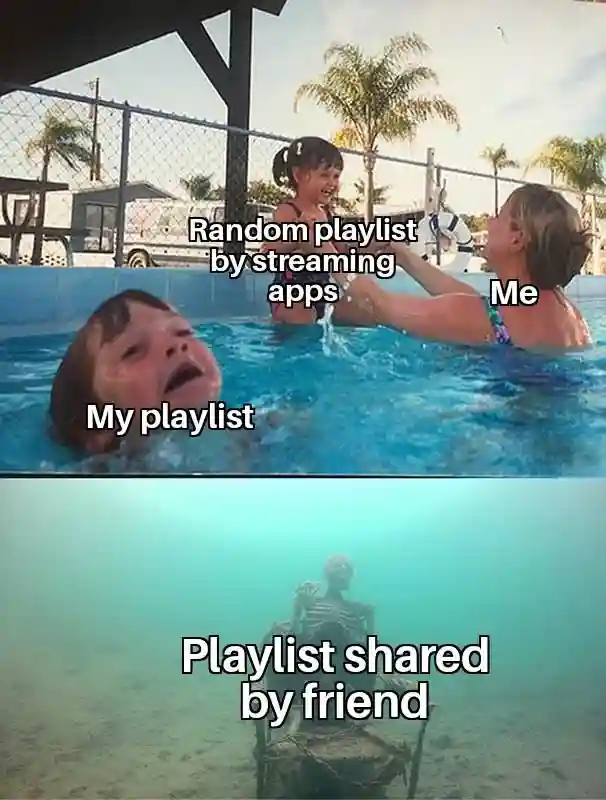 Drowning kid meme ignores own playlist for streaming picks