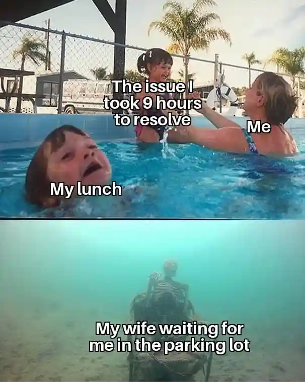 Drowning kid meme Ignore lunch and waiting wife
