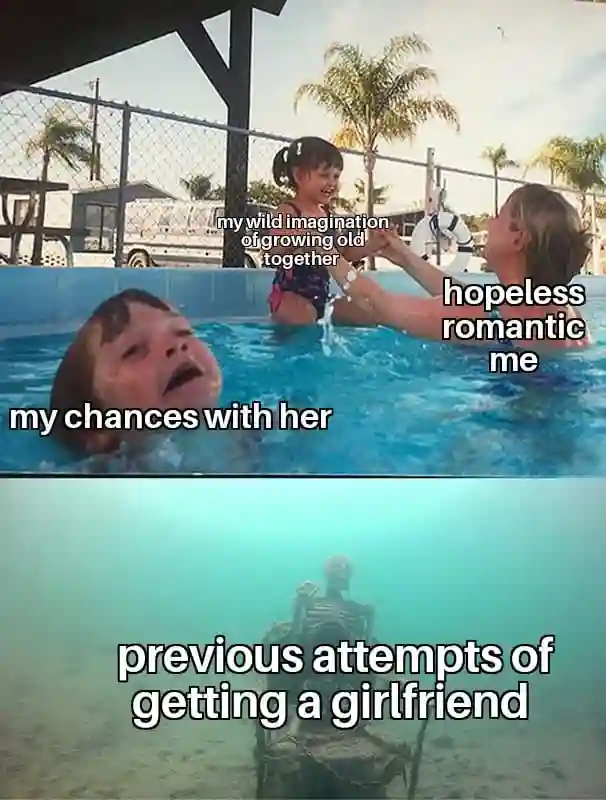 Drowning kid meme Hopeless romantic ignores lost love chances