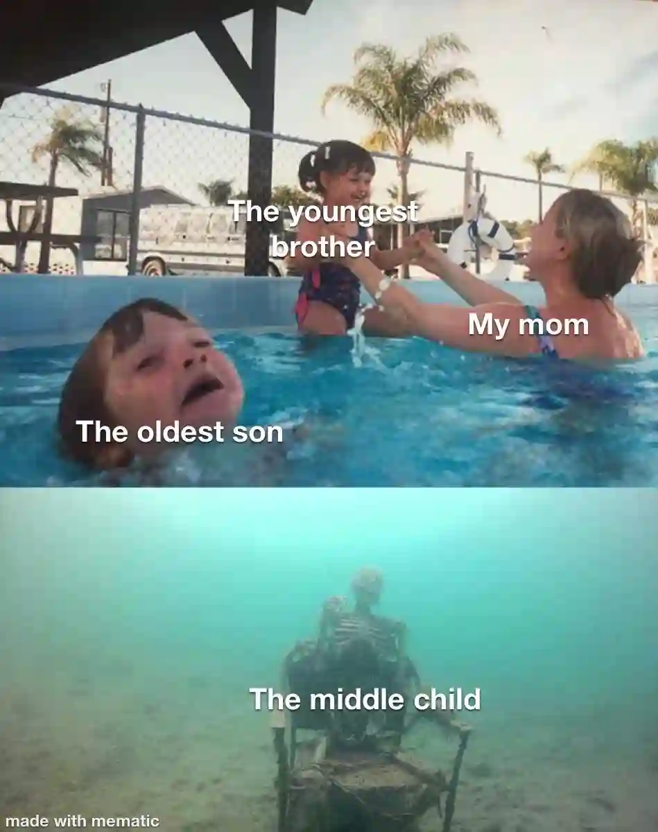 Drowning kid meme Mom ignores middle child