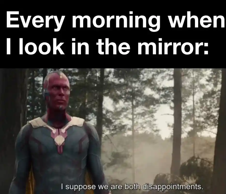 Vision mirror meme funny morning joke