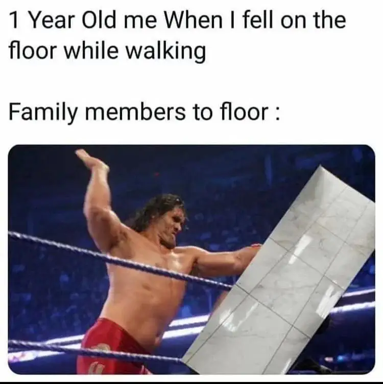 Baby falling meme family attacks floor funny