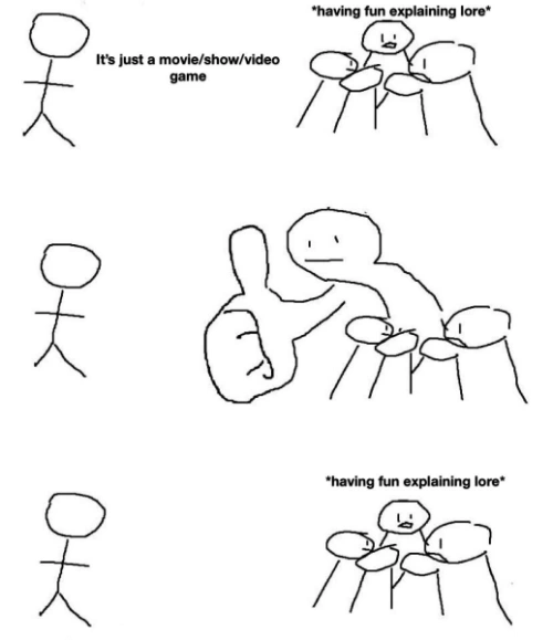 Giant thumb guy meme ignores lore hater