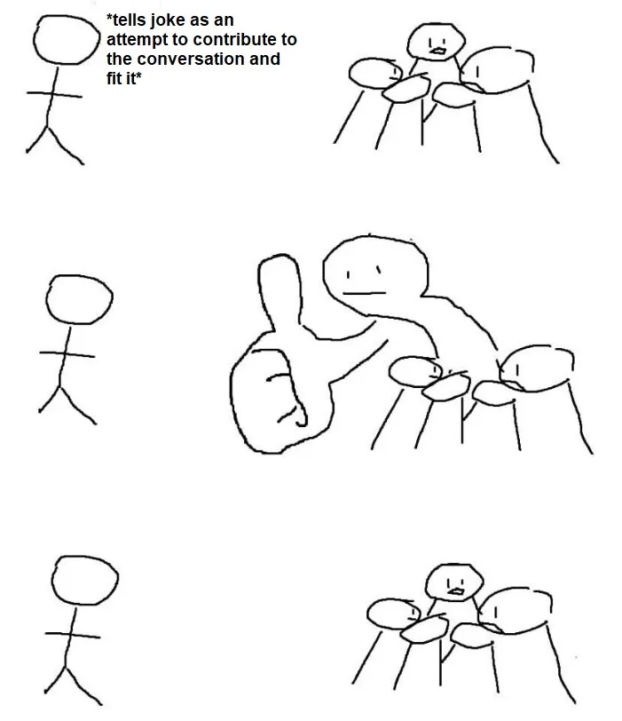 Giant thumb guy meme likes new guy joke