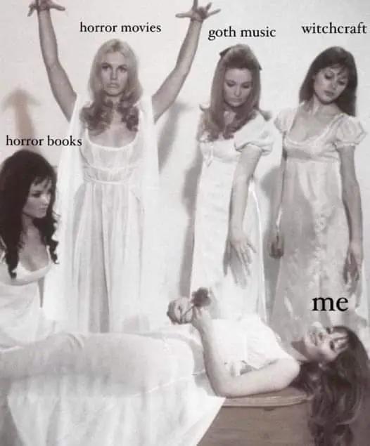 Goth Witchcraft Coven meme me chilling casually