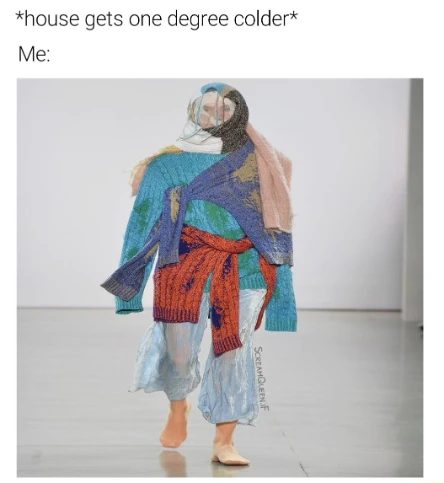 House gets one degree colder meme wrapped tight