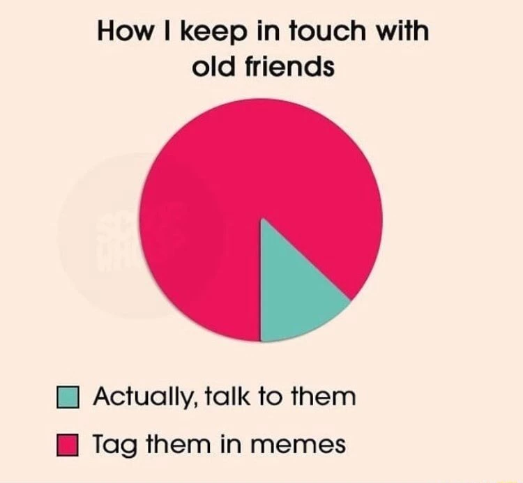 Pie chart meme tag old friends in memes
