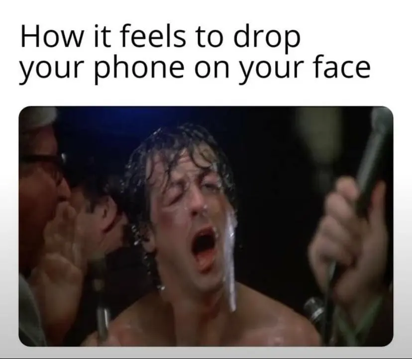 Drop phone on face meme painful reaction
