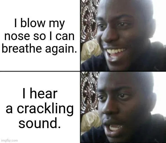 Blow Nose Crack Sound meme shocked reaction