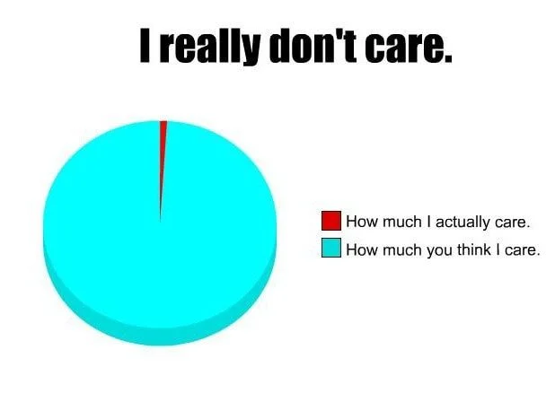 I don't care pie chart meme tiny actual care