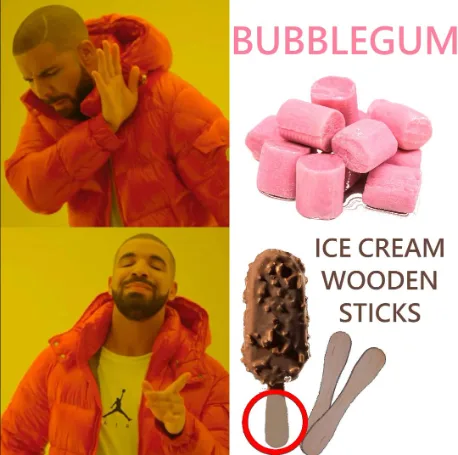 Drake prefers ice cream sticks over bubblegum meme