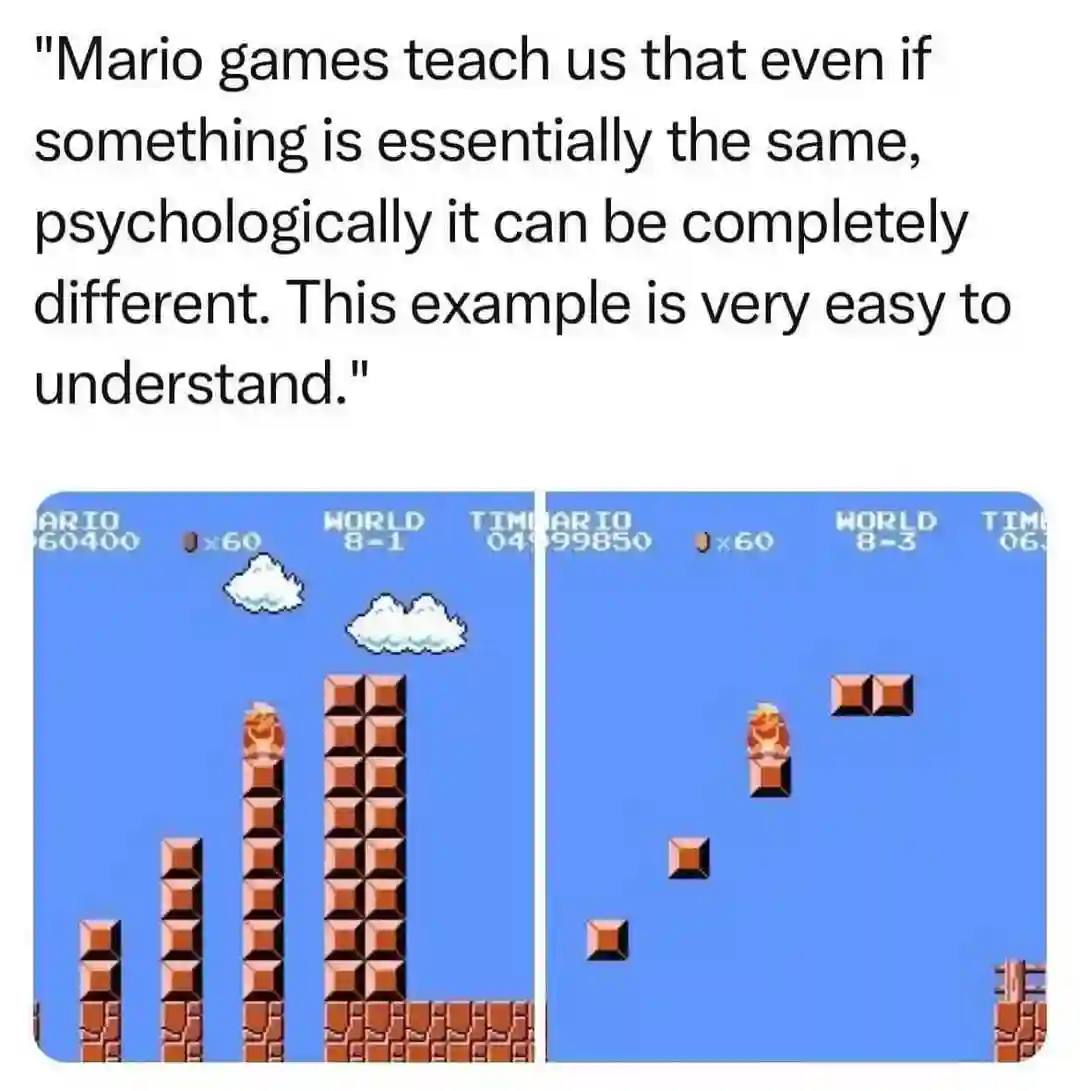 Mario game meme comparing same block layouts