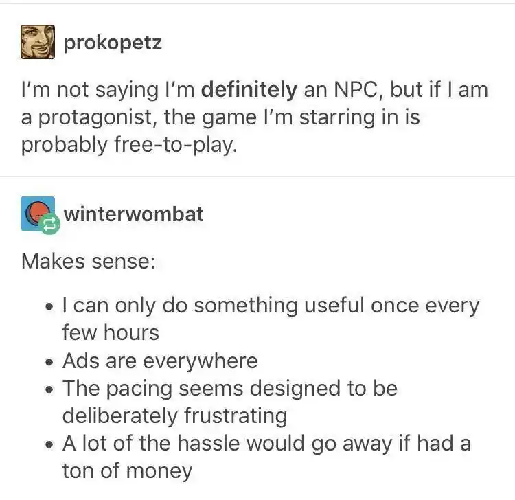 Free To Play NPC meme funny gaming joke