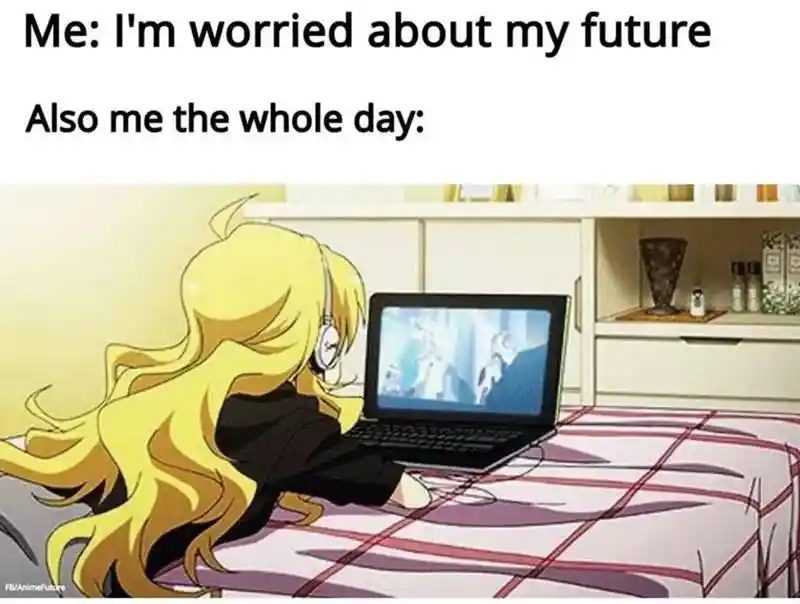 Future worry meme watching anime all day