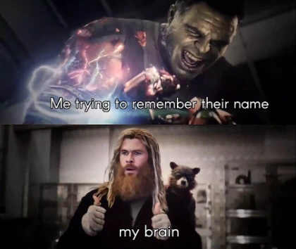 Impressed Thor meme trying to recall names brain approves