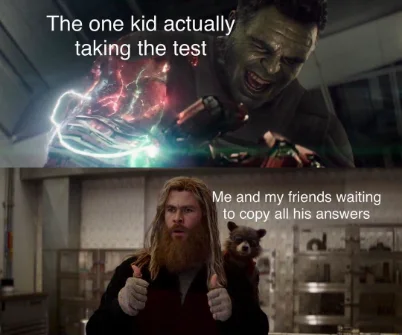 Impressed Thor meme waiting for test answers