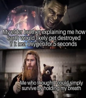 Impressed Thor meme approving holding breath to survive no oxygen