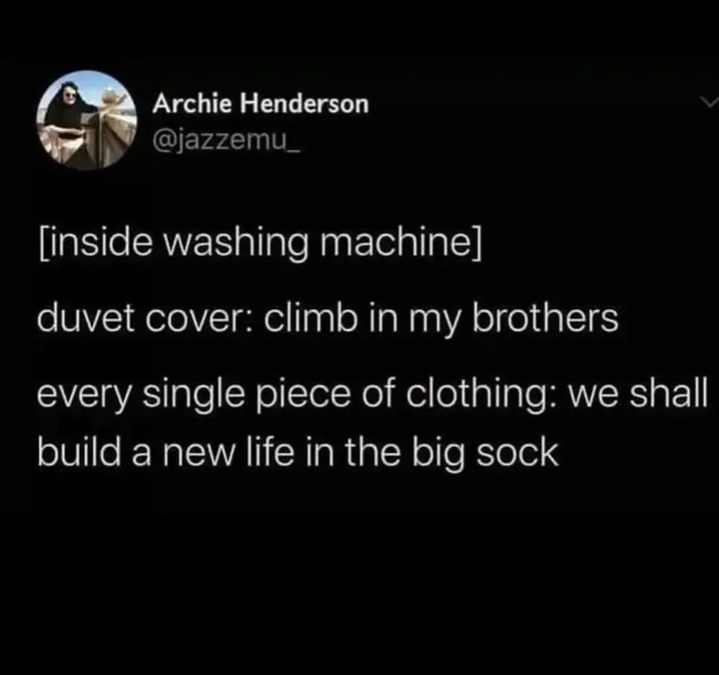 Washing machine clothes meme hide in big sock