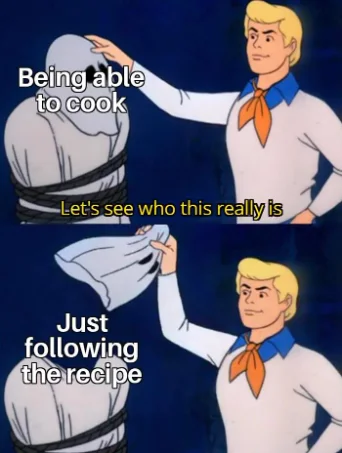 Fake cook unmask meme reveal follows recipe